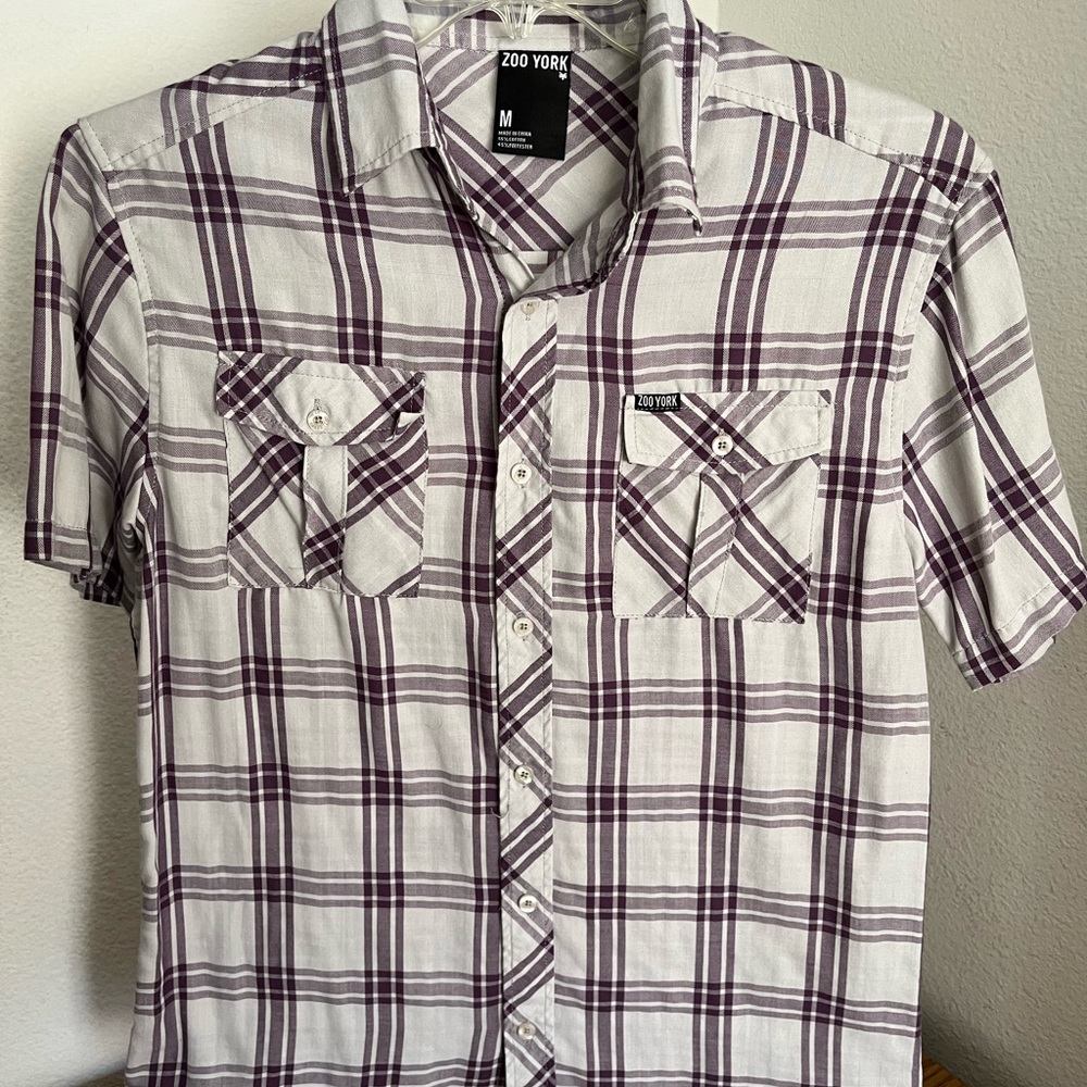 Zoo York Purple and White Casual Button Down Shirt